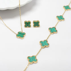 Spring Clover Combo (Necklace, Earrings & Bracelet) Set