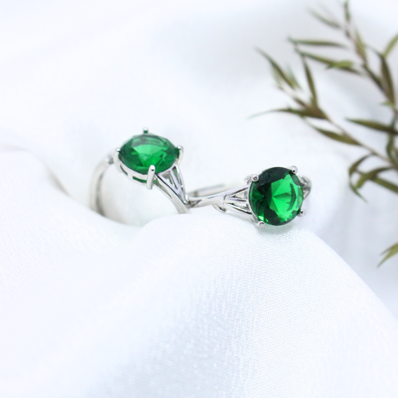 Buy Crystal Green Stone Silver Rings Online in Pakistan