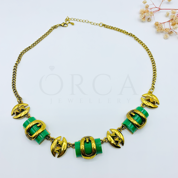 Buy Green and Gold Stone Choker Necklace for Women Online in Pakistan