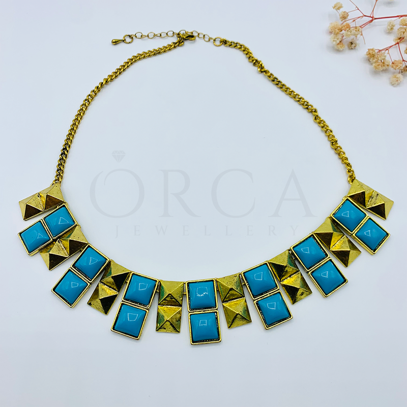 Blue Stone Choker Necklace for Women