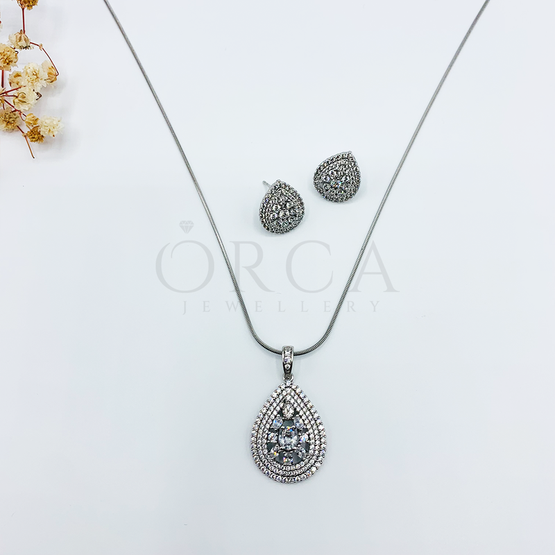 Buy Pearl Diamond Drop Necklace Set Online in Pakistan