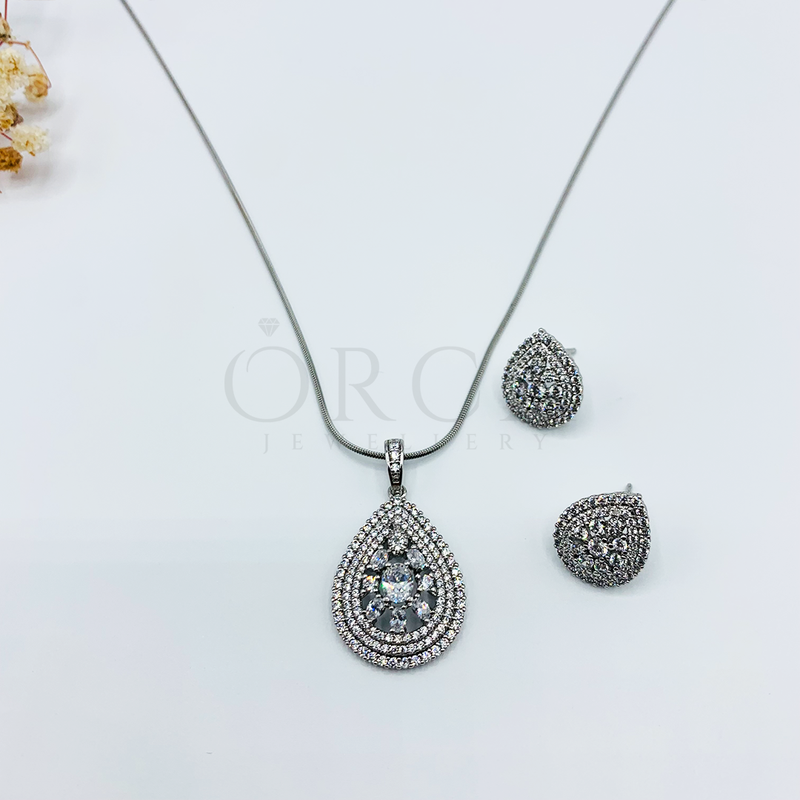 Buy Pearl Diamond Drop Necklace Set Online in Pakistan