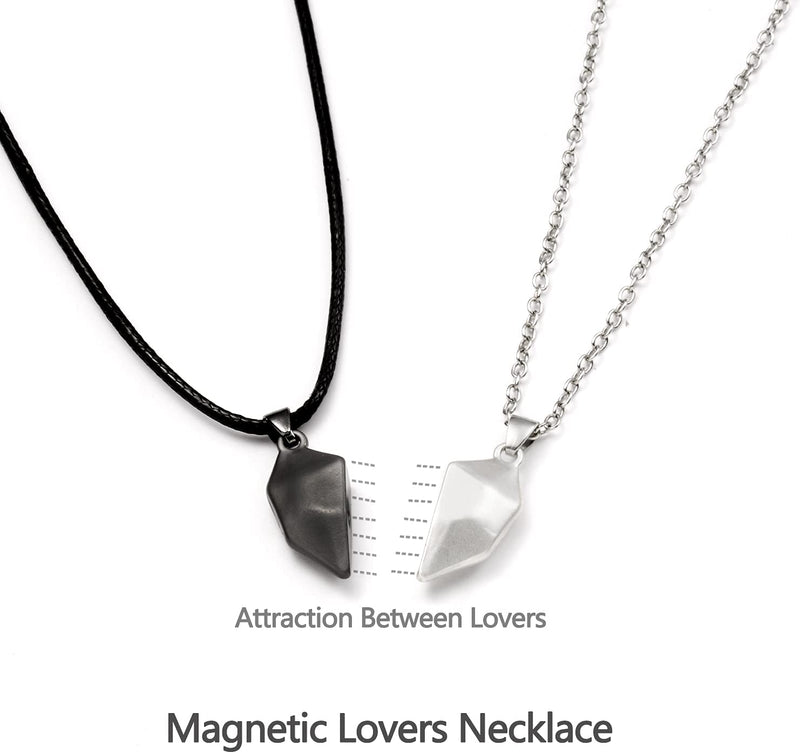 MAGNETIC COUPLE NECKLACE LOVERS HEART PENDANT