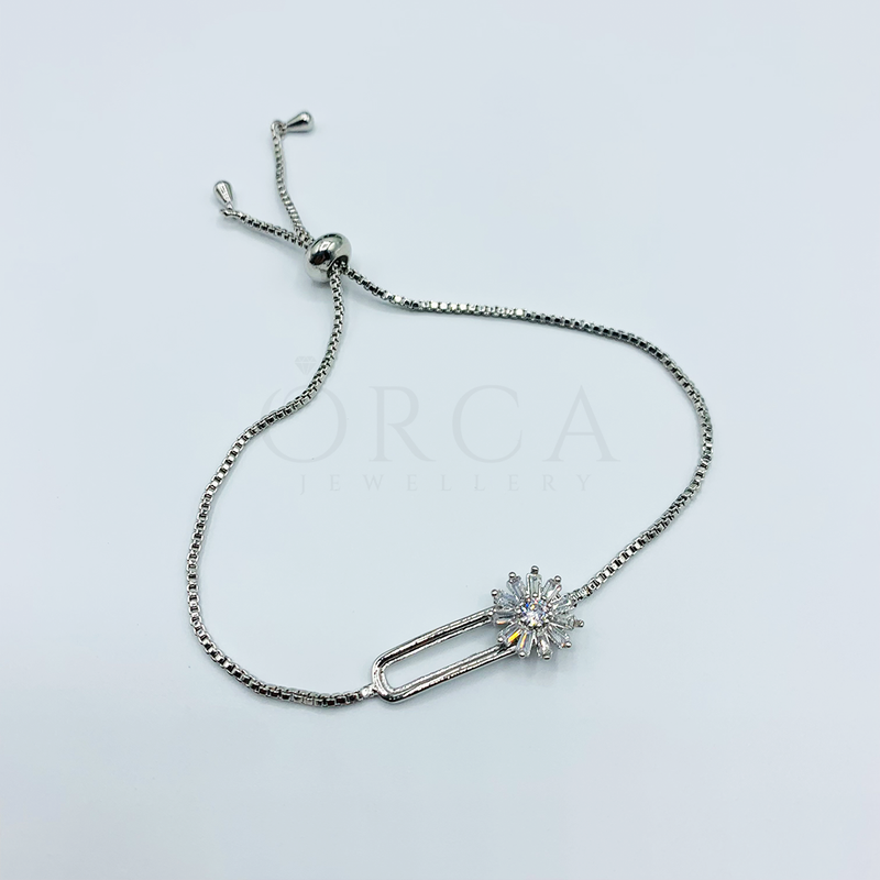 Buy Women Flower Stone Bracelets Silver (Non rustable) Online in Pakistan
