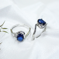 Buy SIlver Blue Stone Plated Rings Online in Pakistan