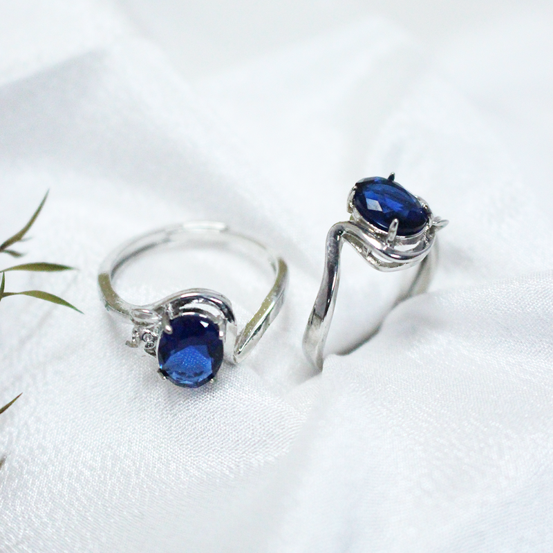 Buy SIlver Blue Stone Plated Rings Online in Pakistan