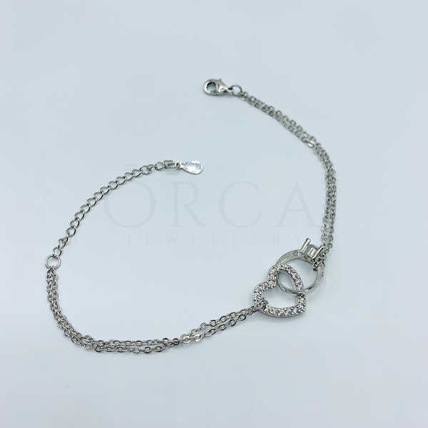 Buy Women Heart Stone Bracelets Silver (Non rustable) Online in Pakistan